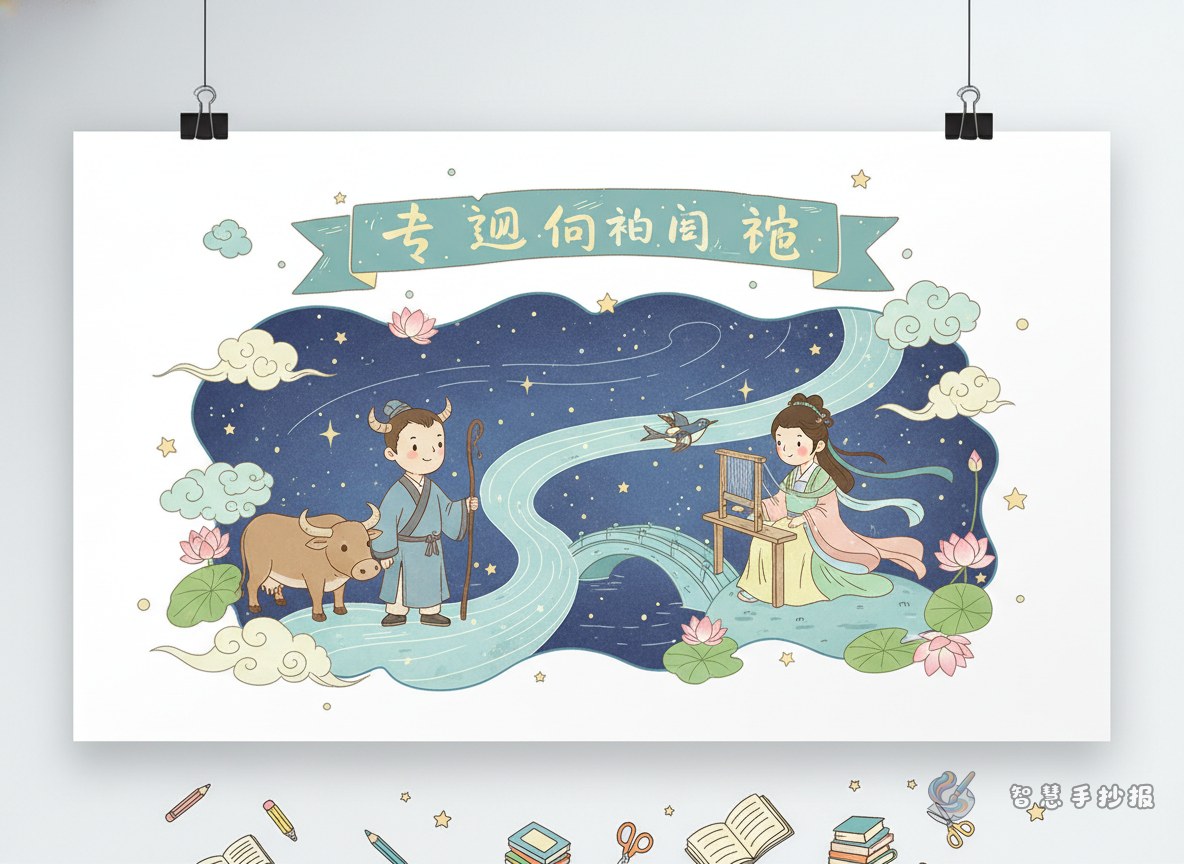 牛郎织女手抄报内容怎么写更有故事感 - Poster topic cover image