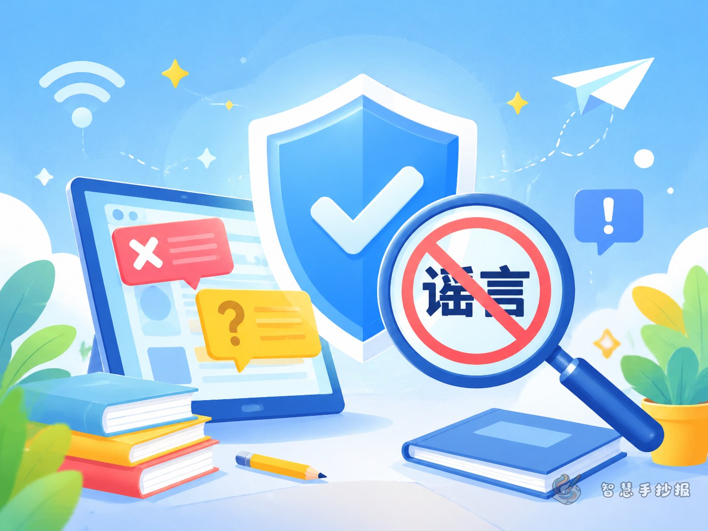 遇到网络谣言怎么办？手抄报内容和版面设计思路 - 智慧手抄报专题封面图