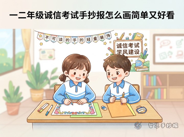 一二年级诚信考试手抄报怎么画简单又好看 - 相关内容封面