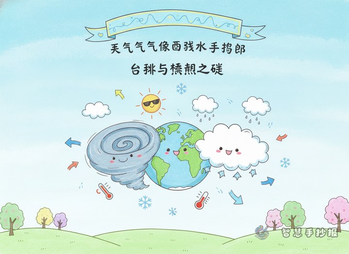 为什么会有台风和寒潮？天气现象手抄报内容这样写 - 手抄报专题封面