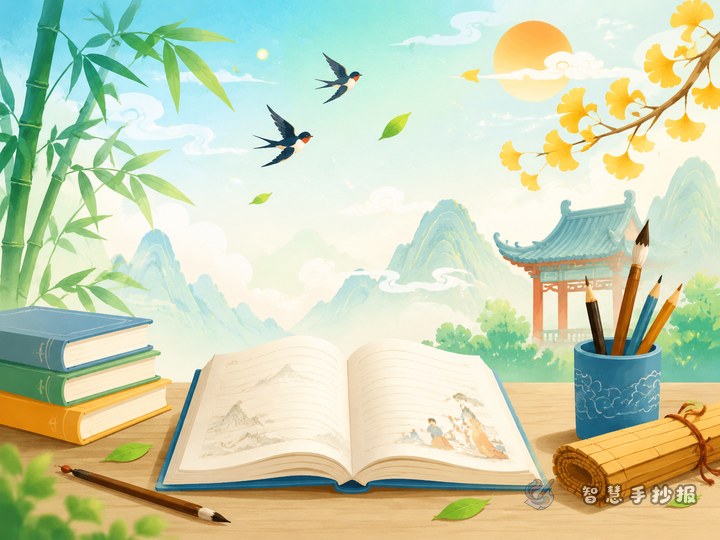 What should an idiom handwritten newspaper include to look more attractive? - Sketch cover for Chinese Characters, Idioms, and Classical Poetry Handwritten Newspaper