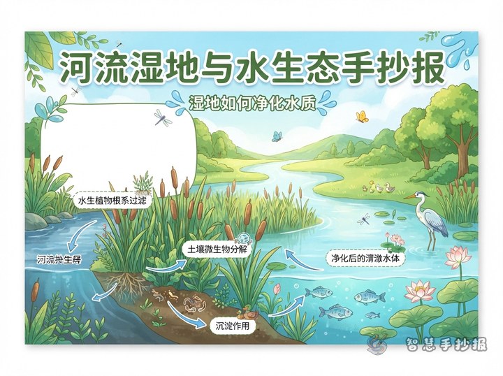 湿地怎样净化水质手抄报可以写什么 - 相关内容封面