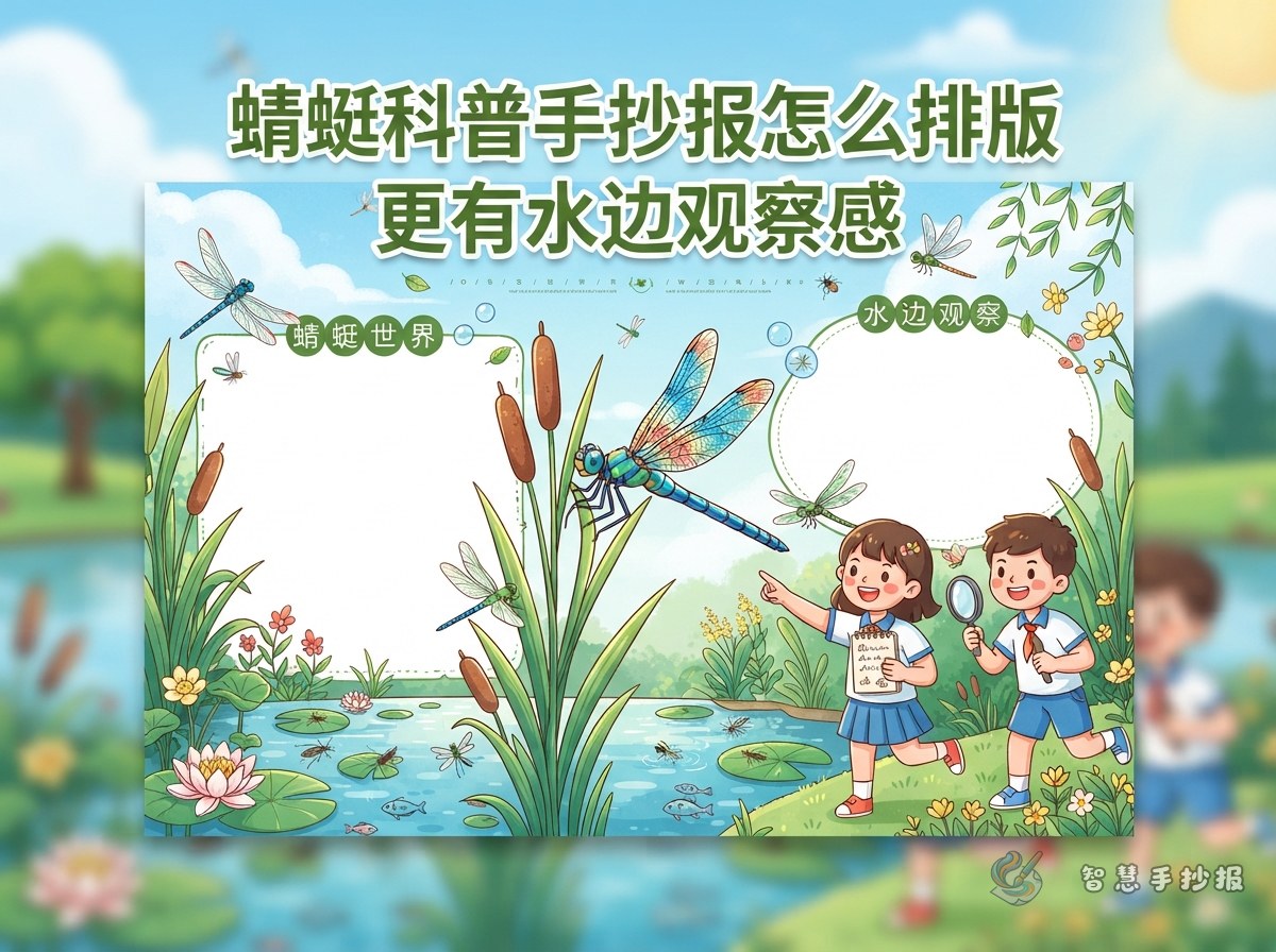 How to Make a Dragonfly Science Handwritten Newspaper with a Waterside Observation Feel - Poster topic cover image