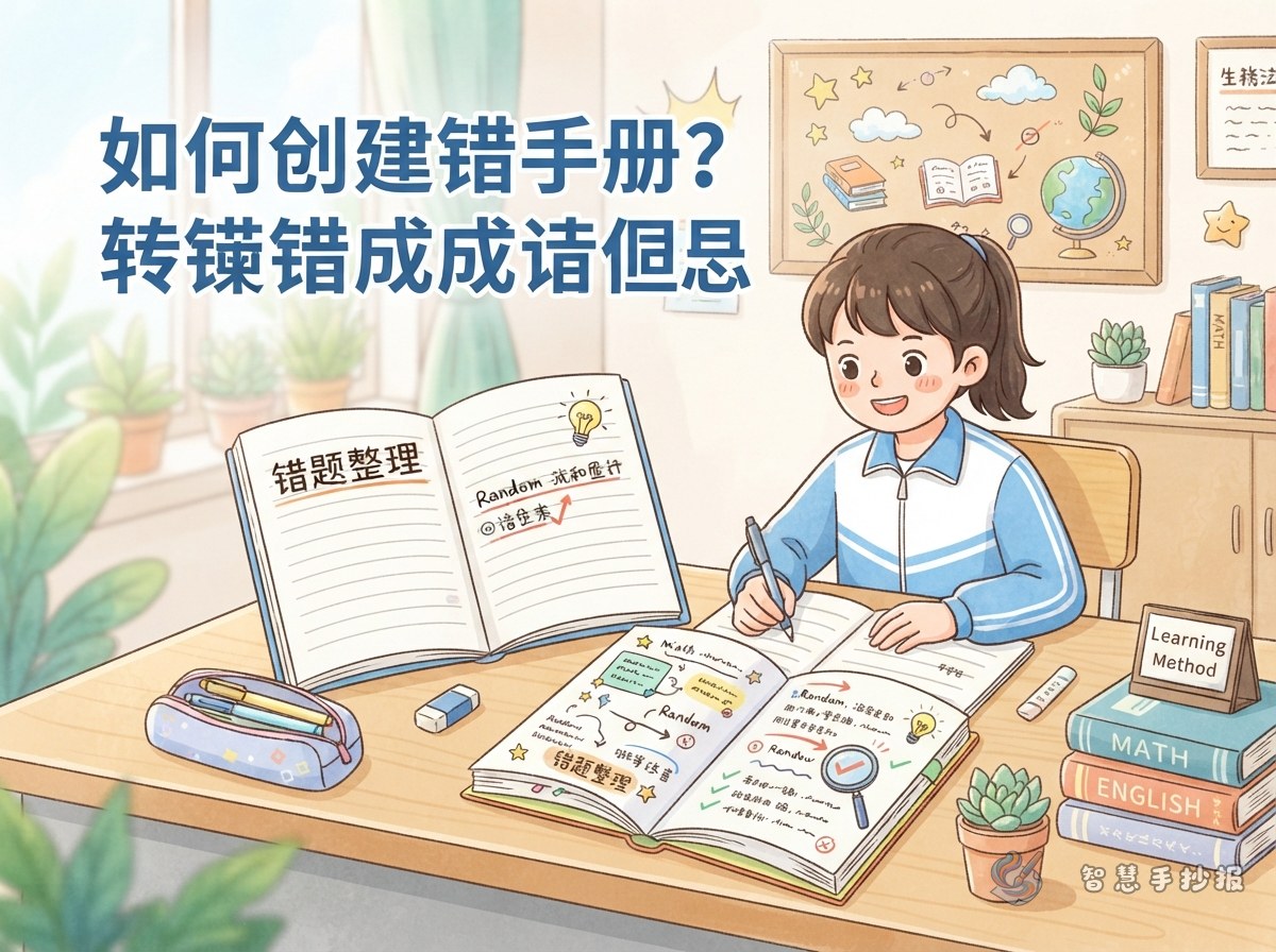 错题整理手抄报怎么画？把错误变成复习线索 - 智慧手抄报专题封面图