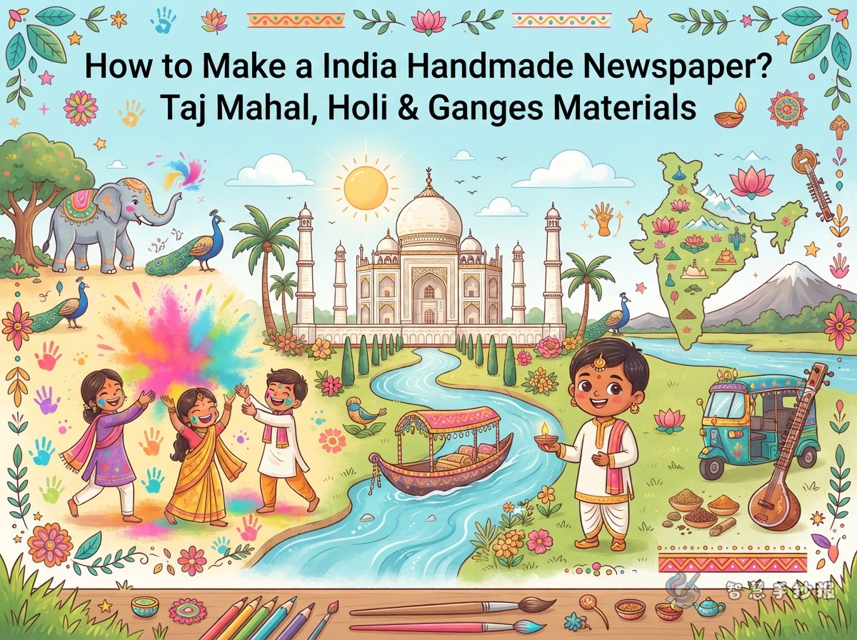 How to Make an India Handwritten Newspaper: Taj Mahal, Holi and Ganges Ideas - Poster topic cover image