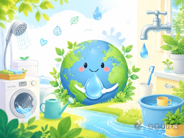 家庭节水小能手手抄报内容怎么设计 - 节约用水珍惜资源手抄报系列作品预览