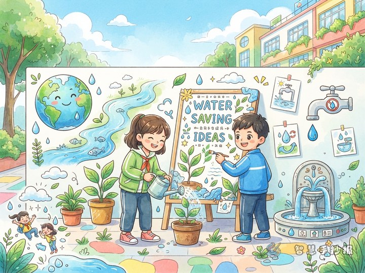 节水护水手抄报怎么画才不空泛 - 手抄报专题封面