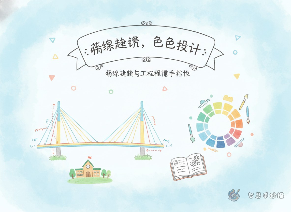 斜拉桥手抄报怎么设计？从结构原理到版面配色一次整理 - 智慧手抄报专题封面图