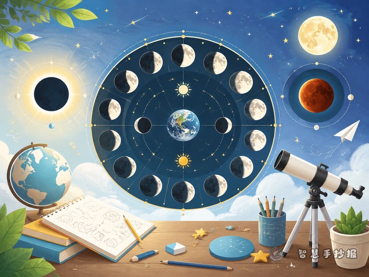 Can a Moon Phase Calendar Show Solar and Lunar Eclipses? A Clear Poster Guide - Preview of Moon Phases and Solar and Lunar Eclipse Science Handwritten Newspaper series