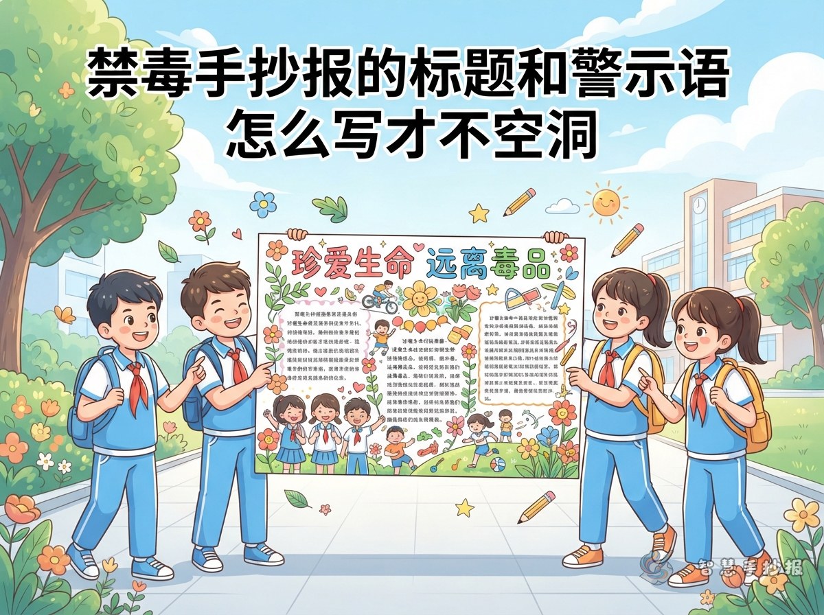 禁毒手抄报的标题和警示语怎么写才不空洞 - 智慧手抄报专题封面图