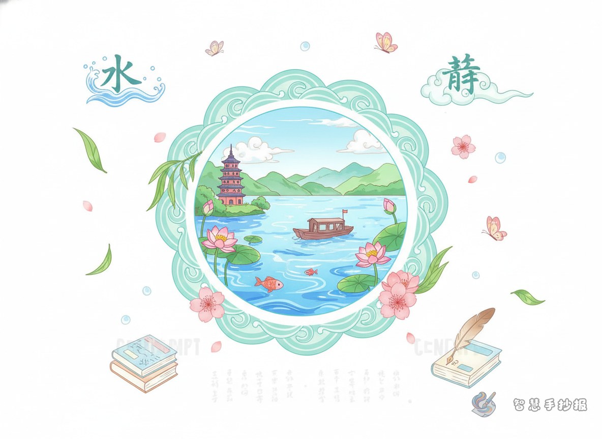 西湖水文化手抄报怎么做更有诗意 - 智慧手抄报专题封面图