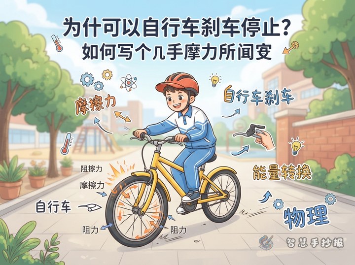 Why Can Bicycle Brakes Stop a Bike? Friction Handwritten Newspaper Ideas - Sketch Topic Cover
