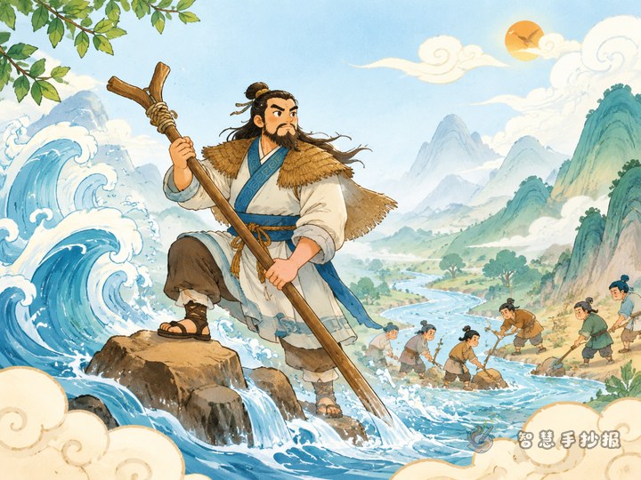大禹治水手抄报怎么写才有神话人物特色 - 中国古代神话传说人物手抄报系列作品预览