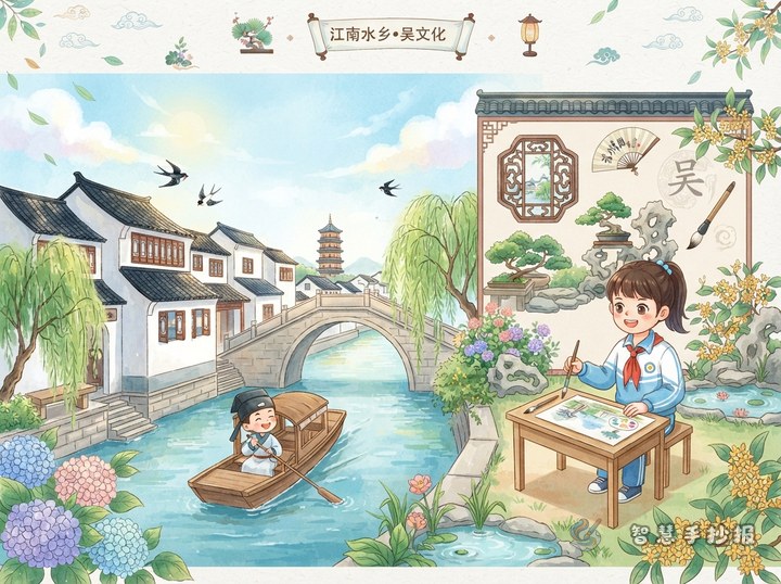 苏州古城手抄报怎么写出江南水乡和吴文化味道 - 相关内容封面