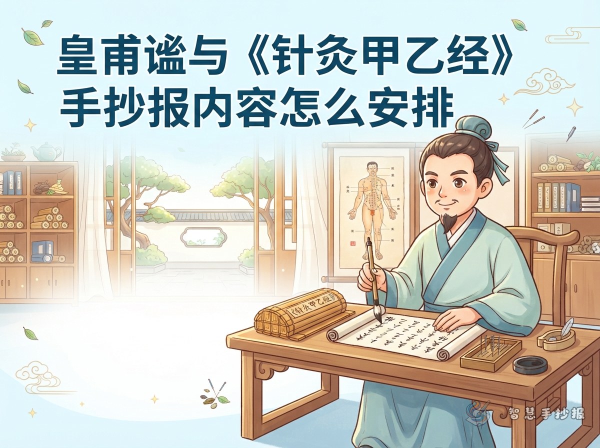皇甫谧与《针灸甲乙经》手抄报内容怎么安排 - 智慧手抄报专题封面图