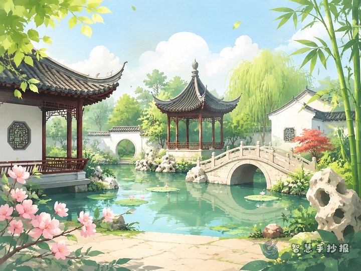 What can I write about classic scenes and artistic features in a Suzhou gardens poster? - Related topic thumbnail