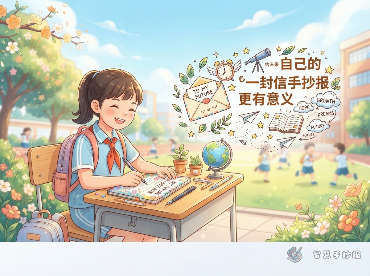给未来自己的一封信手抄报怎么写更有意义 - 智慧手抄报专题封面图