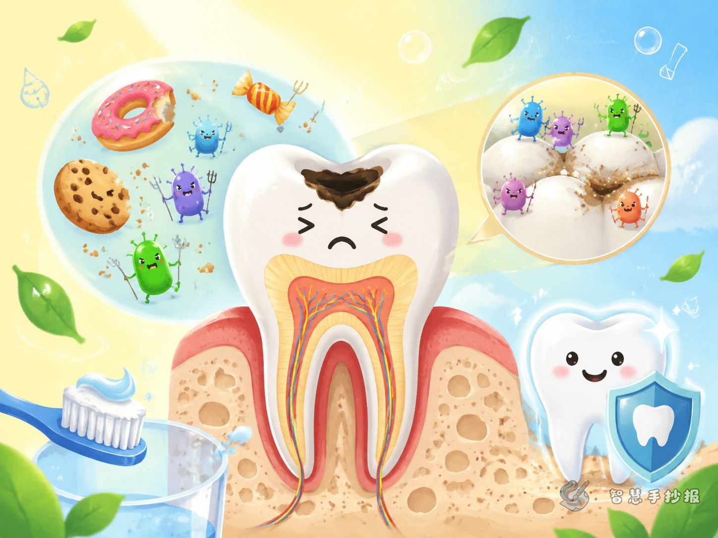 What to Write in a Hand-Copied Newspaper About How Cavities Form - Poster topic cover image