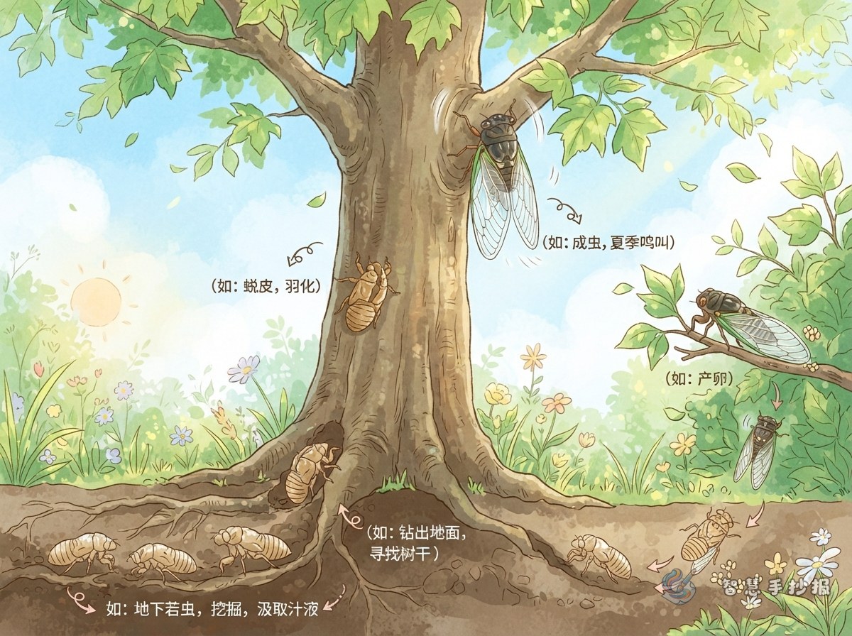 How to Make a Cicada Life Cycle Handwritten Poster: From Underground Nymph to Summer Song - Poster topic cover image