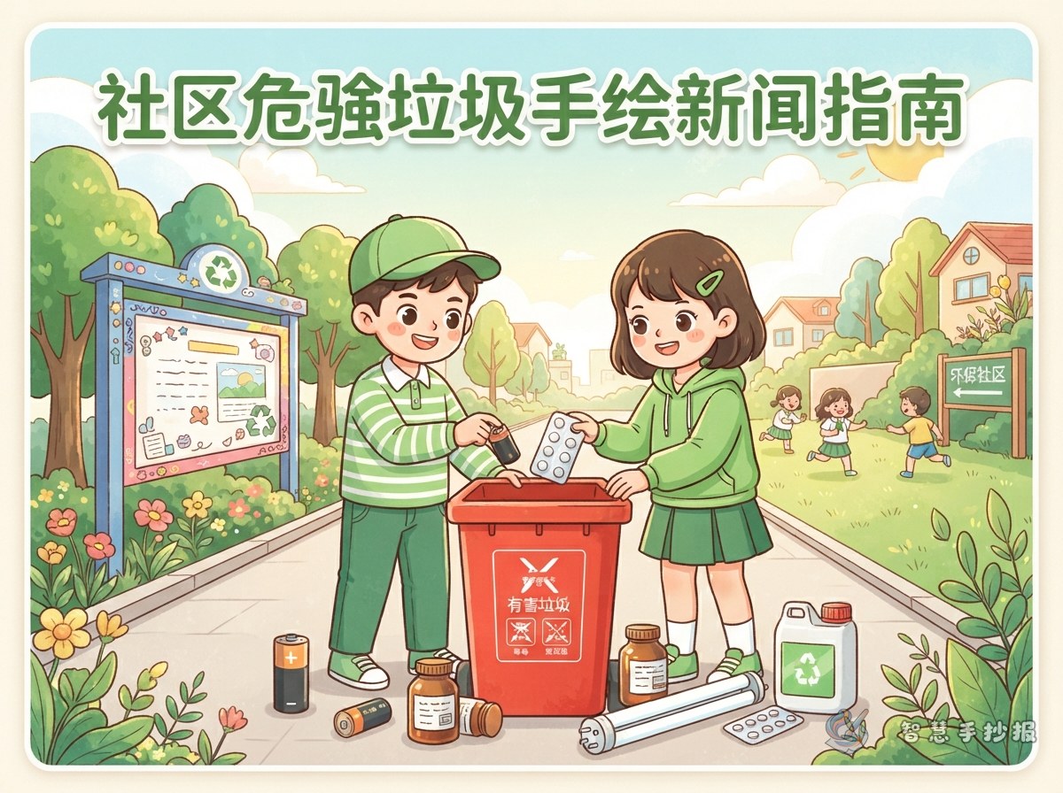 社区有害垃圾手抄报怎么写？电池、过期药品这样排版 - 智慧手抄报专题封面图