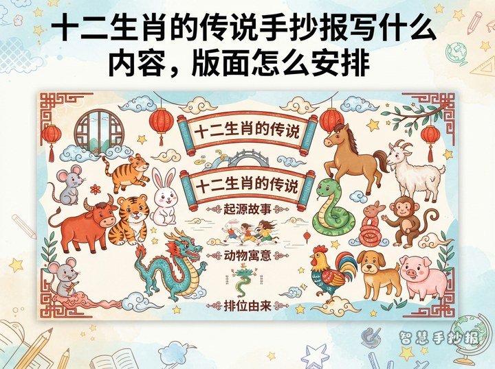 十二生肖的传说手抄报写什么内容，版面怎么安排 - 相关内容封面