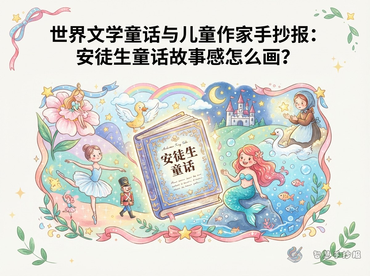 安徒生童话手抄报怎么画出故事感？ - 智慧手抄报专题封面图