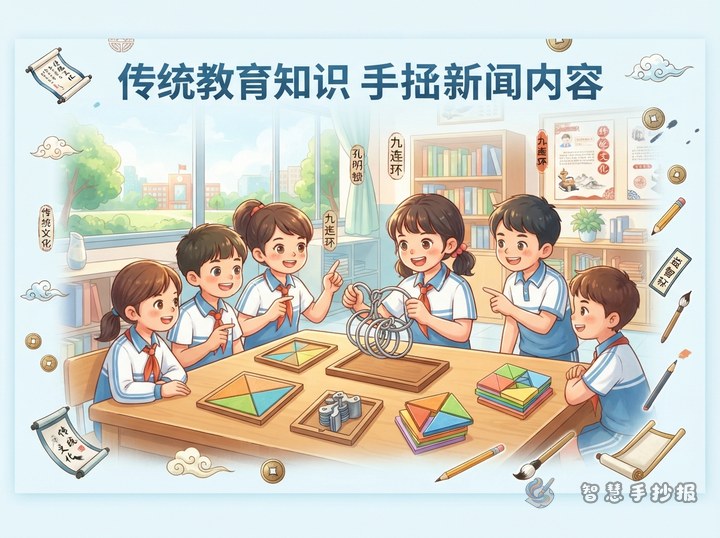 九连环手抄报可以写哪些传统益智知识 - 手抄报专题封面