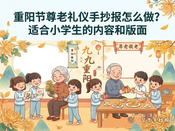 重阳节尊老礼仪手抄报怎么做？适合小学生的内容和版面 - 相关内容封面