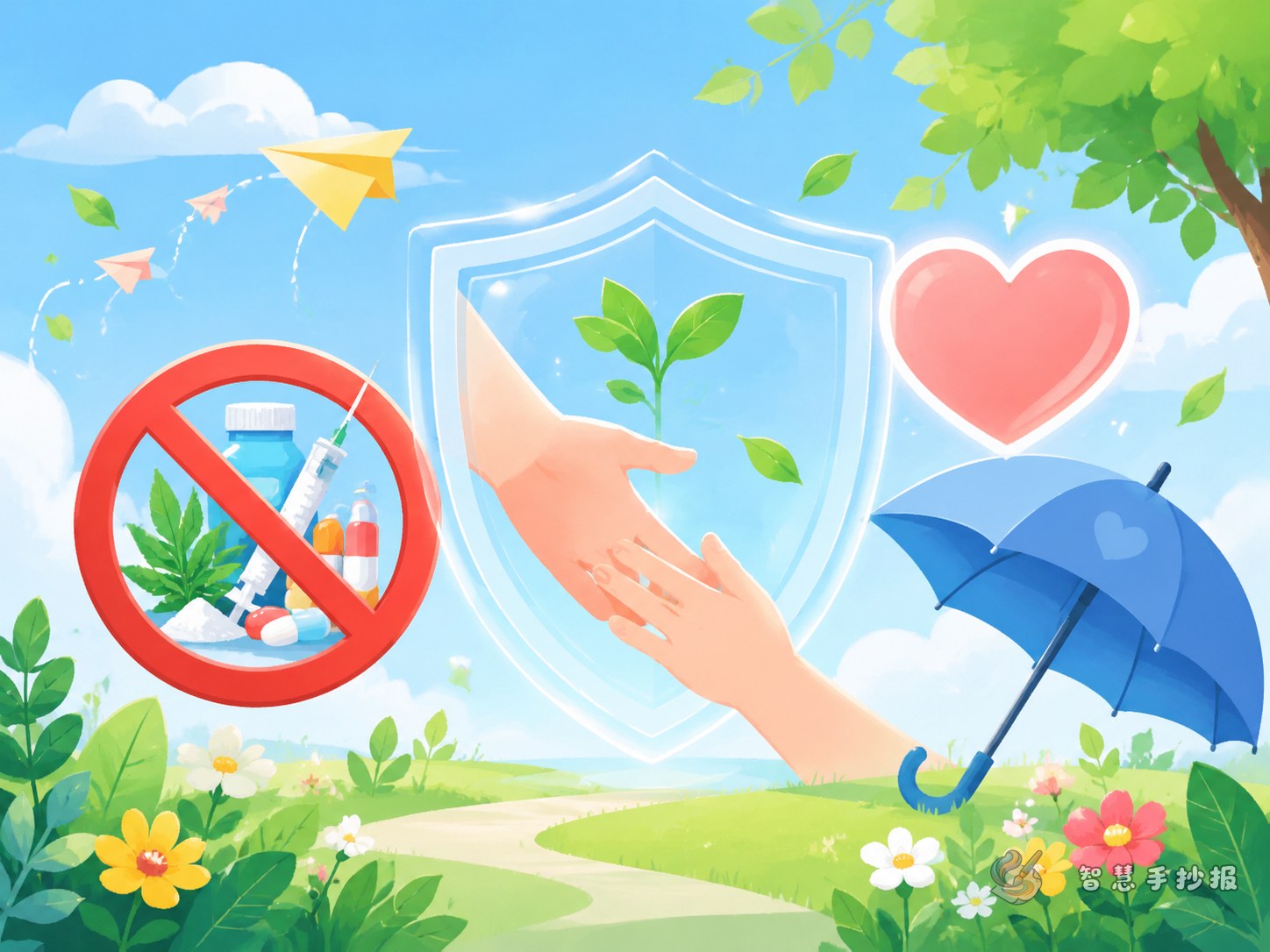 禁毒手抄报想突出&ldquo;求助与自护&rdquo;应该怎么写？ - 智慧手抄报专题封面图