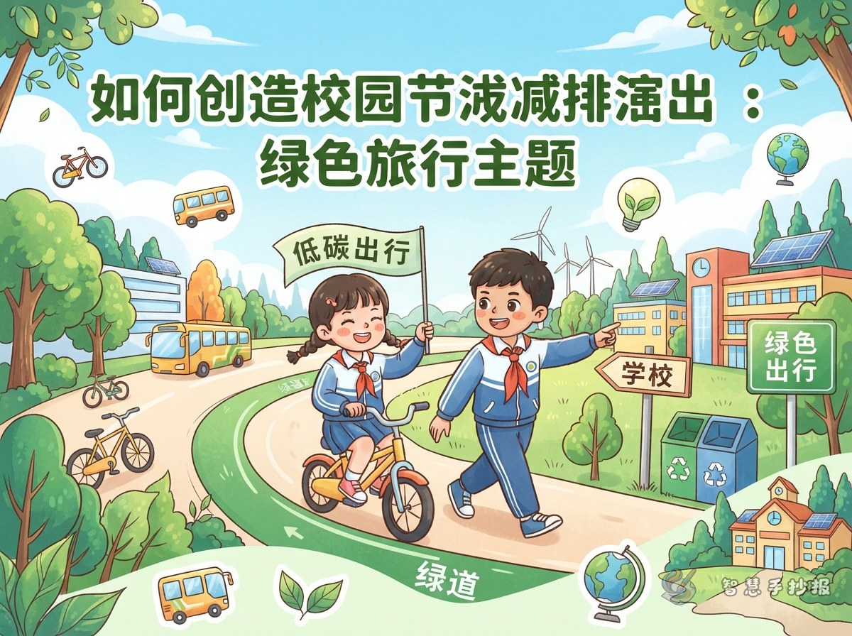 校园节能减排手抄报怎么画绿色出行主题 - 智慧手抄报专题封面图
