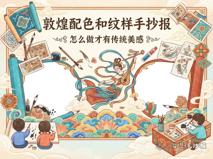 敦煌配色和纹样手抄报怎么做才有传统美感 - 相关内容封面