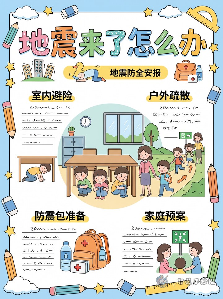 How to Write a What to Do During an Earthquake Handwritten Poster - Sketch cover for Earthquake Safety and Disaster Preparedness Handwritten Newspaper