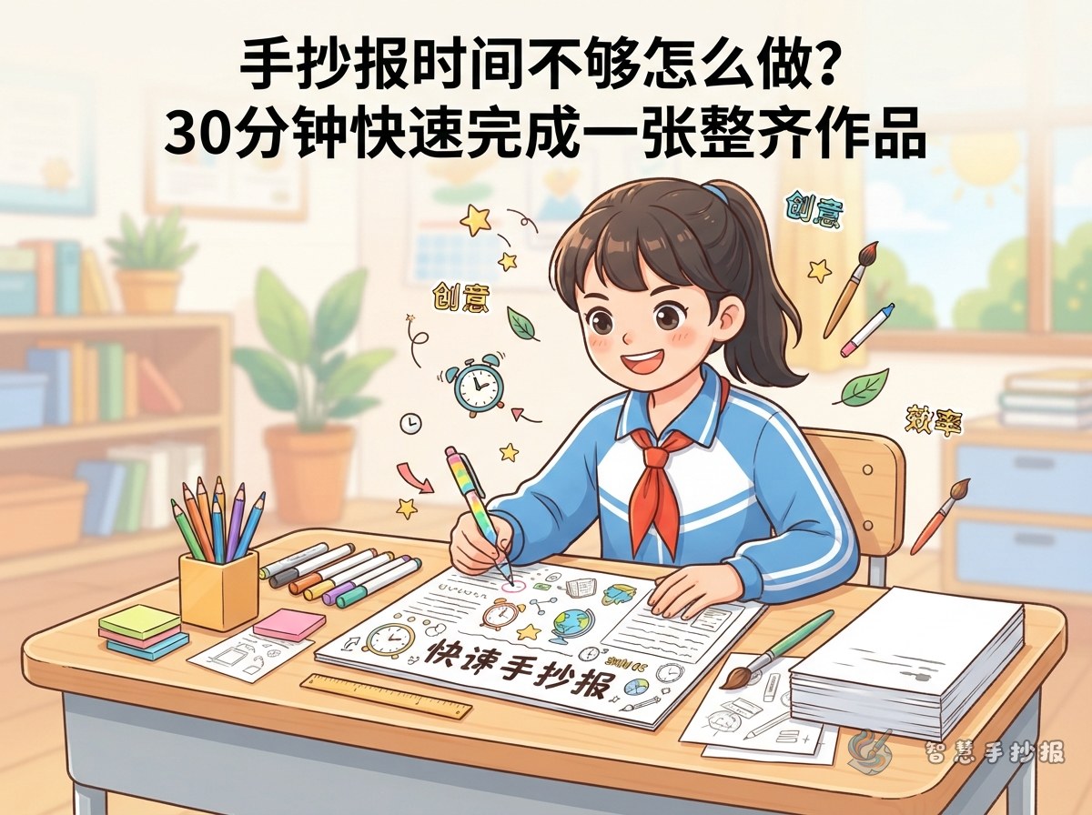 手抄报时间不够怎么做？30分钟快速完成一张整齐作品 - 智慧手抄报专题封面图