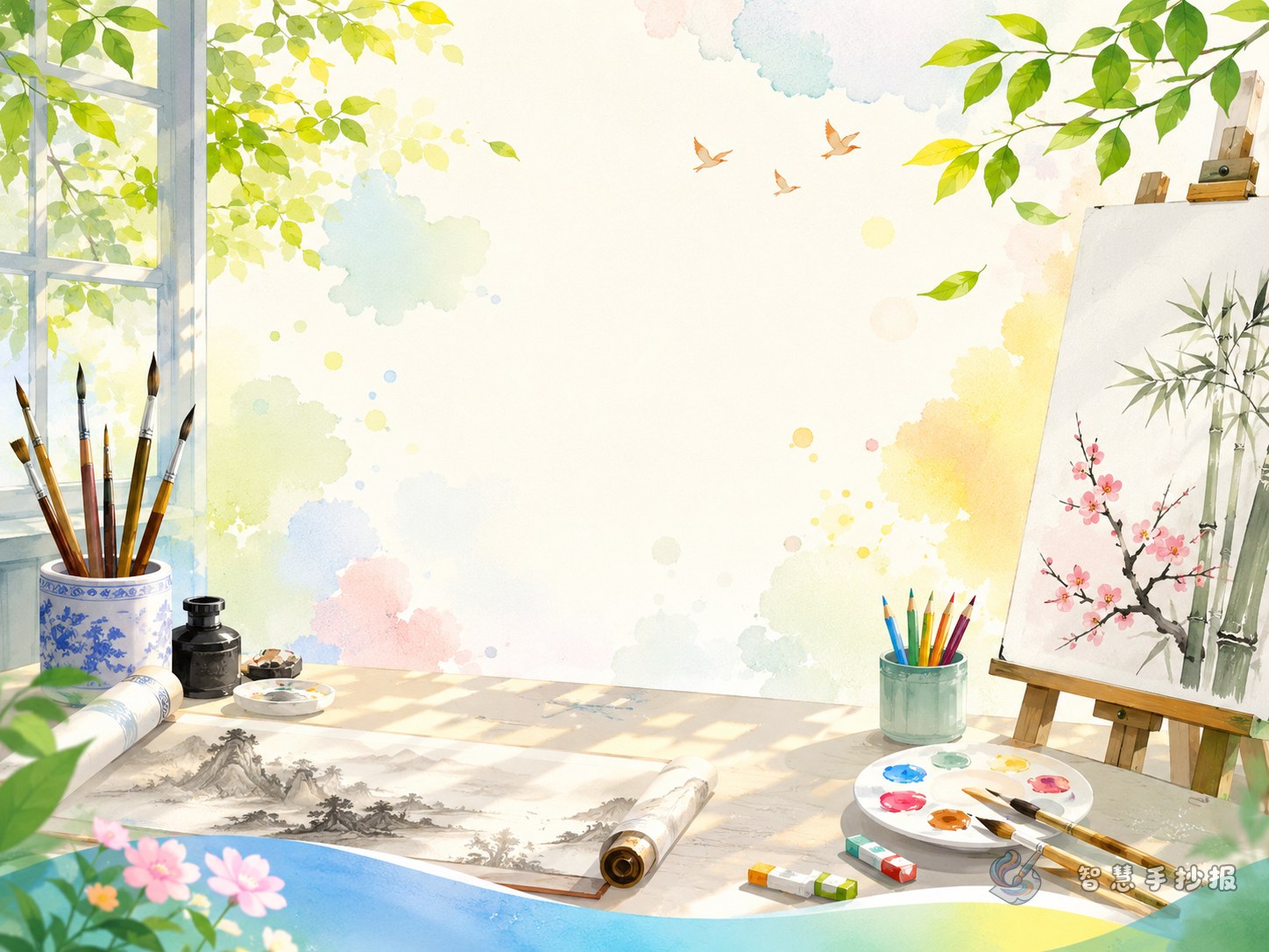 How to write an introduction for a school art festival calligraphy and painting exhibition handwritten newspaper - Poster topic cover image