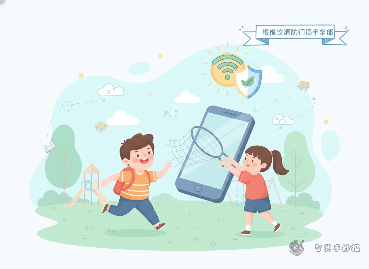 孩子总想玩手机，网络文明防沉迷手抄报主题怎么定 - 智慧手抄报专题封面图