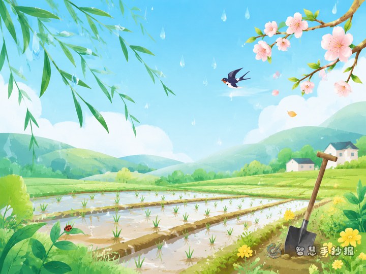 雨水节气春耕手抄报可以分成哪些小栏目 - 相关内容封面