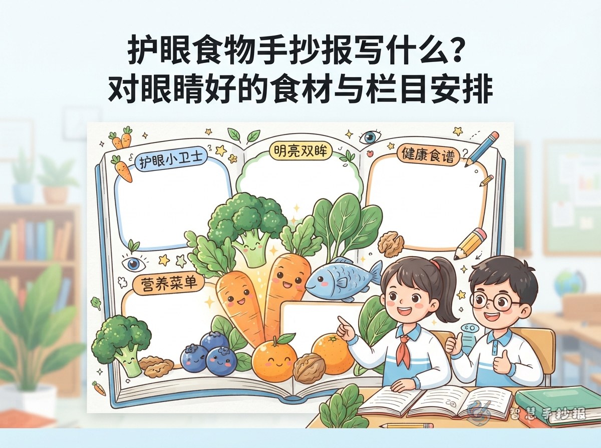 Eye-Friendly Foods Handwritten Newspaper: What to Write and How to Arrange It - Poster topic cover image