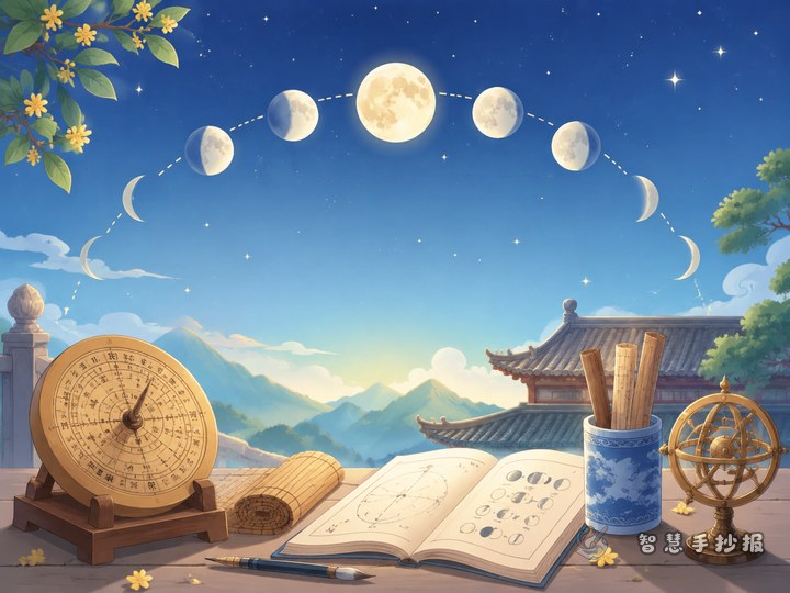 月相和农历手抄报怎么做？古人看月亮定月份 - 相关内容封面