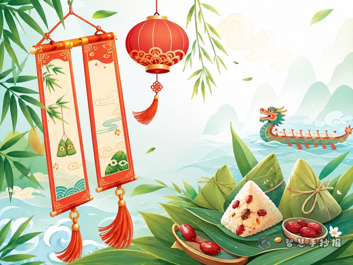 端午节对联灯笼手抄报怎么画更有节日感 - 中国传统节日对联灯笼手抄报系列作品预览