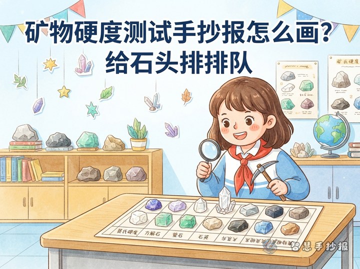 矿物硬度测试手抄报怎么画？给石头排排队 - 相关内容封面