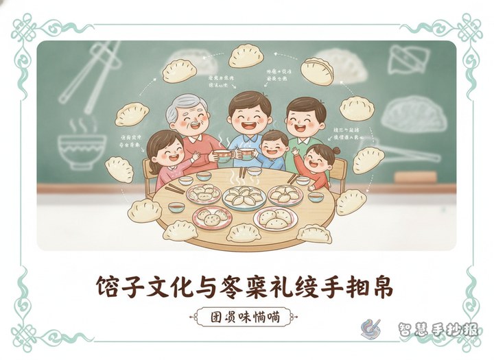 饺子文化与餐桌礼仪手抄报写什么内容更有团圆味 - Sketch Topic Cover