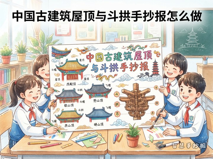 中国古建筑屋顶与斗拱手抄报怎么做 - 相关内容封面