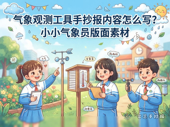 气象观测工具手抄报内容怎么写？小小气象员版面素材 - 手抄报专题封面