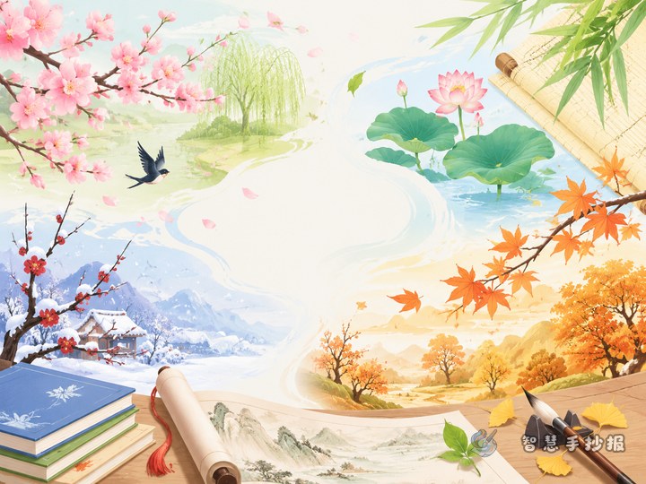 How to Make a Four Seasons Poetry Handwritten Newspaper - Poster line art preview