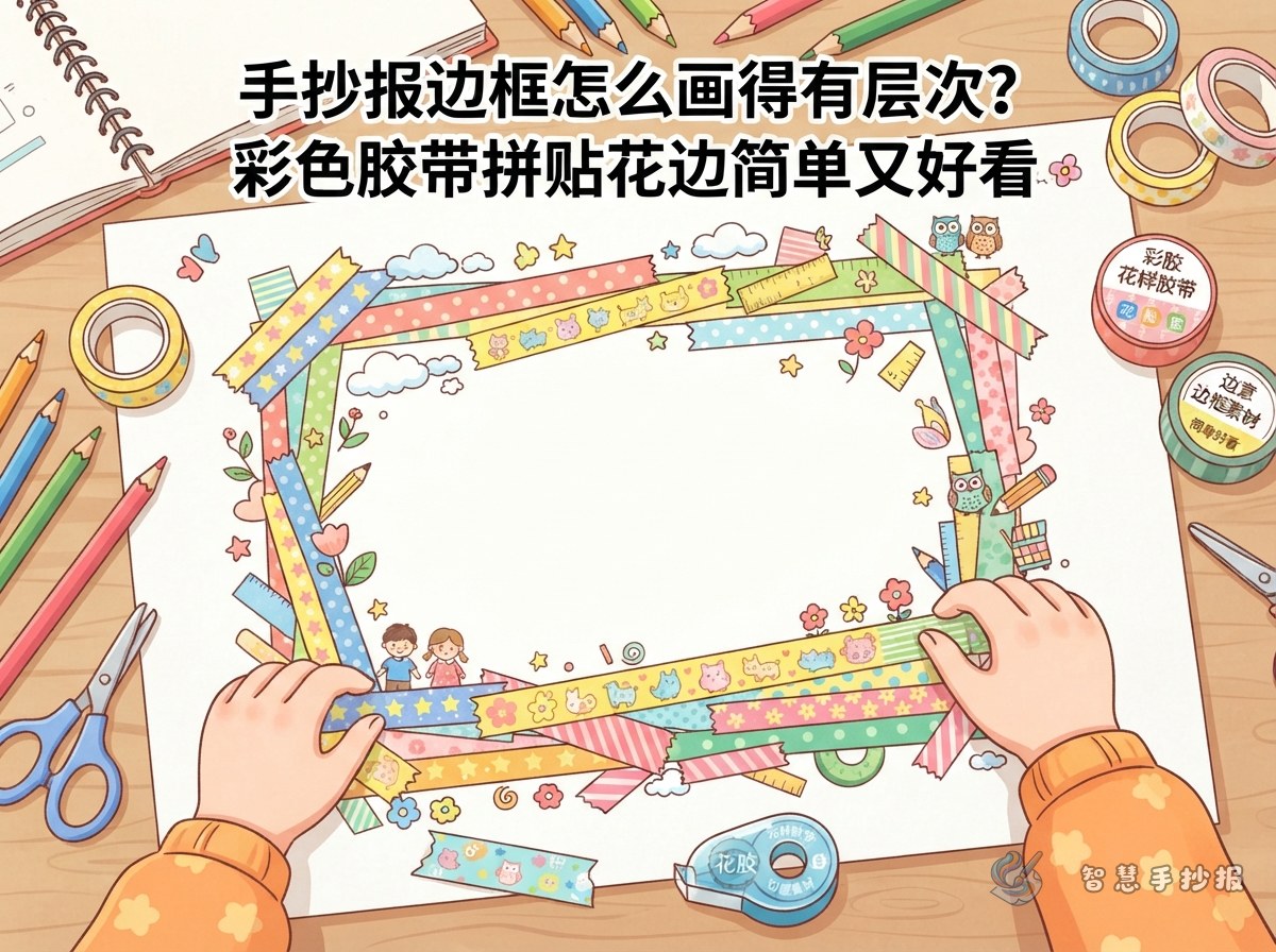How to Draw a Layered Washi-Tape Border for a Handwritten Poster - Poster topic cover image