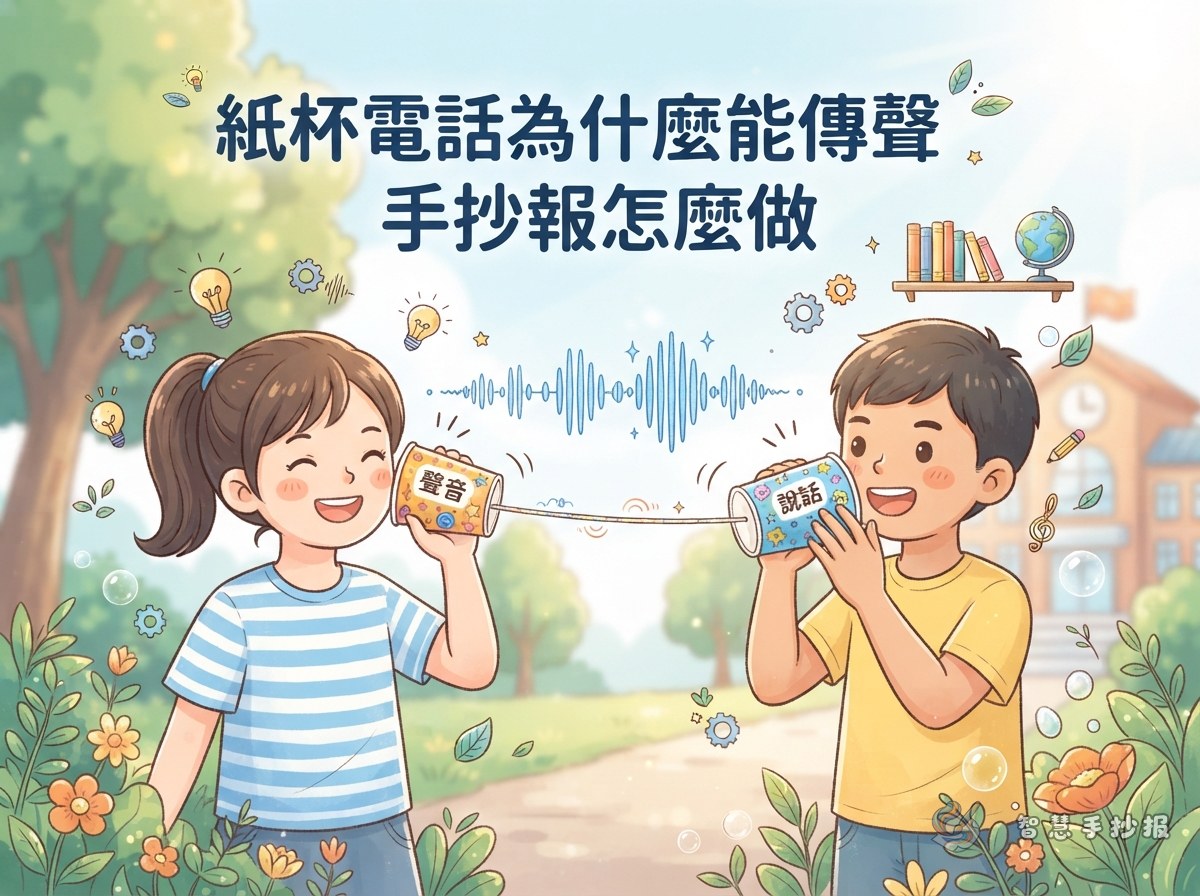 纸杯电话为什么能传声手抄报怎么做 - 智慧手抄报专题封面图