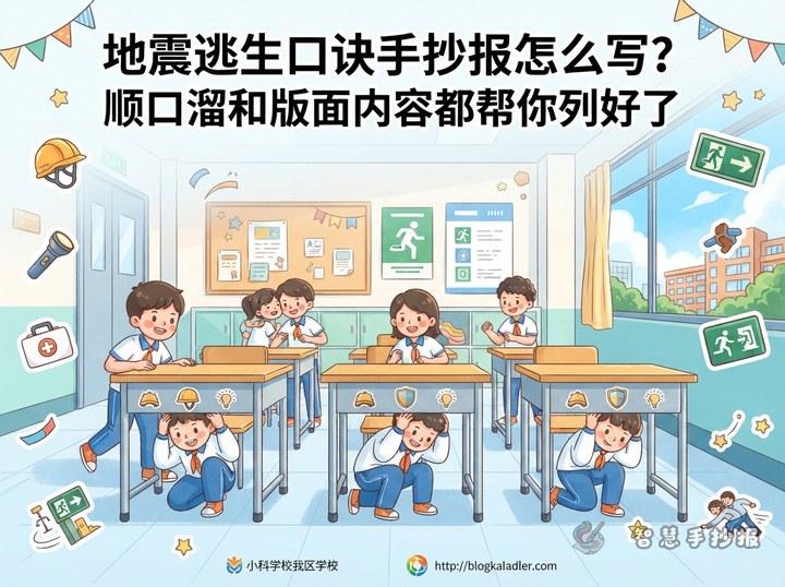 地震逃生口诀手抄报怎么写？顺口溜和版面内容都帮你列好了 - 相关内容封面