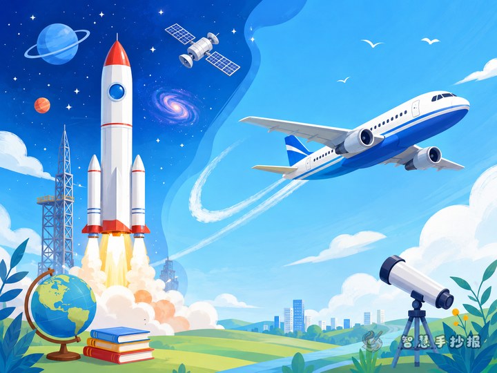 火箭与飞机有什么不同手抄报可以写什么 - 航天梦想航空知识手抄报手抄报封面