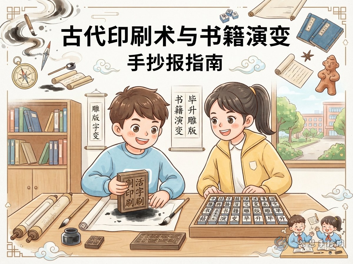 How to Draw an Ancient Printing Handwritten Newspaper: From Blocks to Type - Poster topic cover image