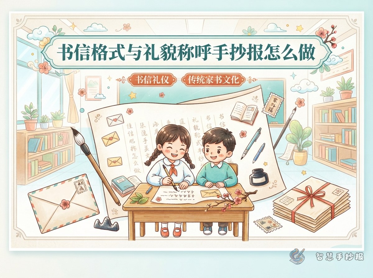 书信格式与礼貌称呼手抄报怎么做 - 智慧手抄报专题封面图